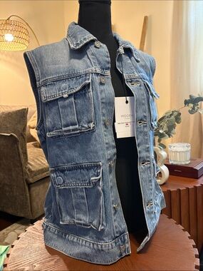 Blue Denim Cargo Vest